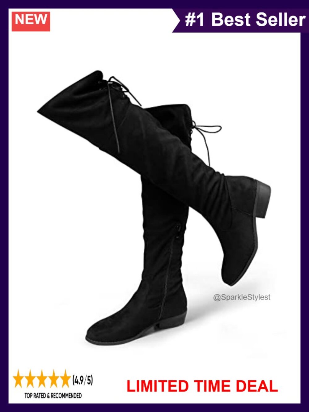 Faux Suede Over the Knee Thigh High Boots Low Flat Heel Pull On